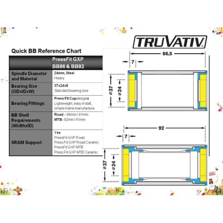 Osa Truvativ GXP Team PressFit adapter MTB BB92