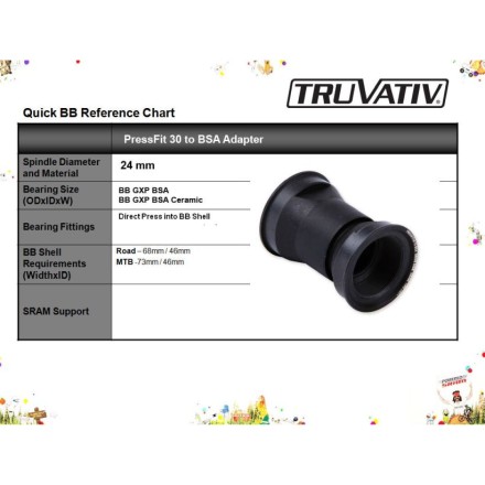 Osa Truvativ PressFit 30 to BSA adapter, 68 or 73mm