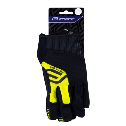 rukavice FORCE MTB POWER, černo-fluo XS