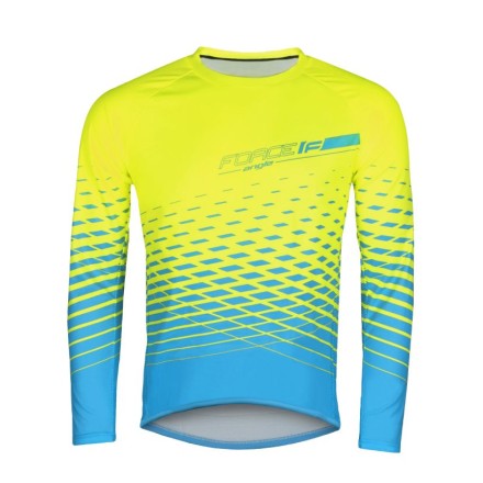 dres FORCE MTB ANGLE dlouhý rukáv, fluo-modrý L