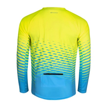 dres FORCE MTB ANGLE dlouhý rukáv, fluo-modrý L