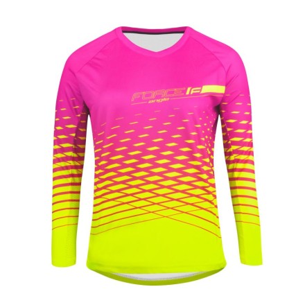 dres F MTB ANGLE LADY dl. rukáv, růžovo-fluo XS