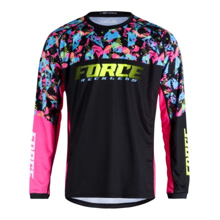 dres F RECKLESS dl. rukáv, černo-růžovo-fluo 3XL