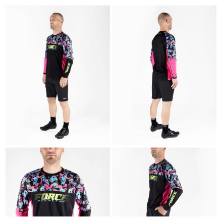 dres F RECKLESS dl. rukáv, černo-růžovo-fluo XL