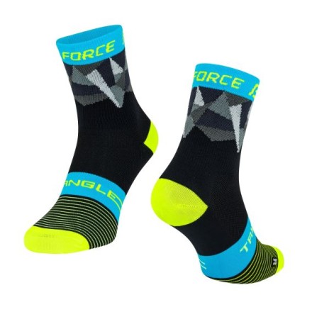 ponožky FORCE TRIANGLE, cerno-fluo-modré L-XL