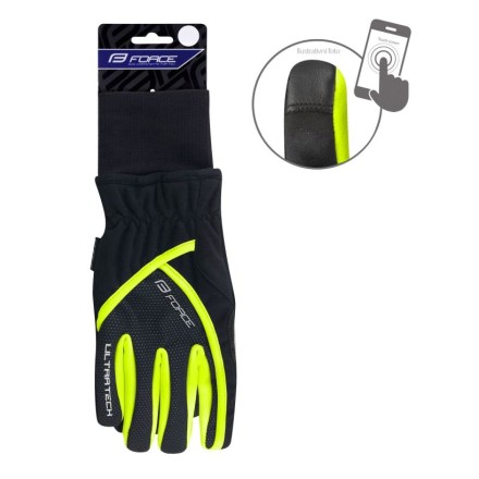 rukavice zimní FORCE ULTRA TECH, fluo L