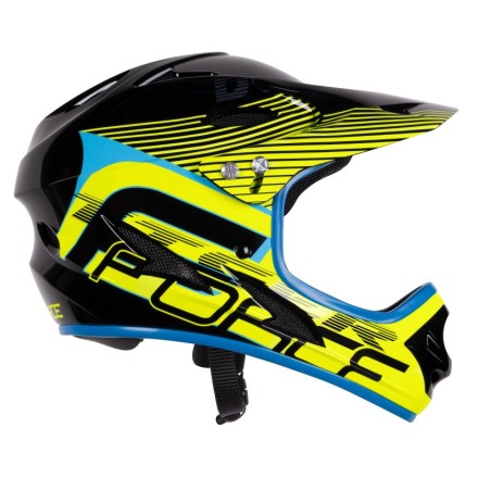 přilba FORCE TIGER downhill, črn-fluo-modrá L - XL