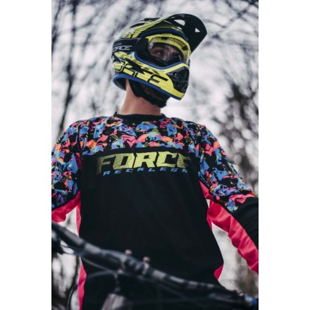 přilba FORCE TIGER downhill, črn-fluo-modrá L - XL