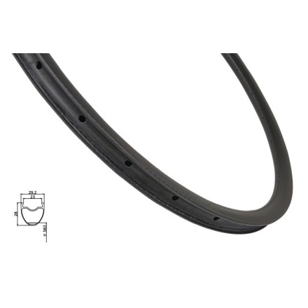 ráfek MTB 29" plášťový KARBON 28mm, 28děr