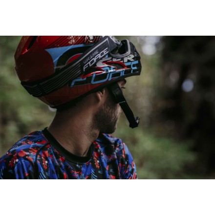 přilba FORCE TIGER downhill,červ.-černo-modrá L-XL